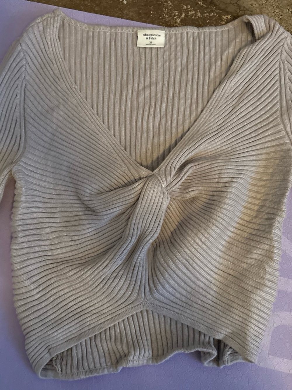 Abercrombie& Fitch Taupe Ribbed Twist-Front Women's Sweater